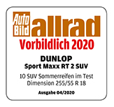 Testlabel Auto Bild Allrad 2021 - Dunlop Sport Maxx RT 2 SUV